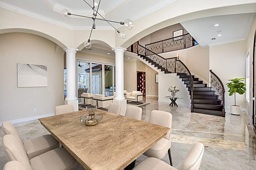 Table in a traditional Mediterranean home in Massachusetts